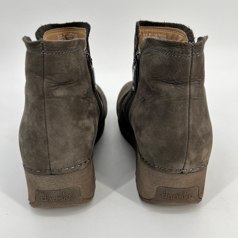 Dansko Caley Wedge Bootie Womens EU 41 US 10.5-11 Gray Nubuck Leather Ruched - Picture 4 of 15